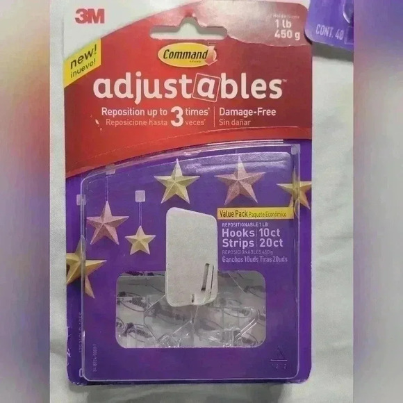 2 Pk Bundle of Brand New Command Adjustables. 48 Poster Strips + 10 1lb Hooks - Picture 7 of 7